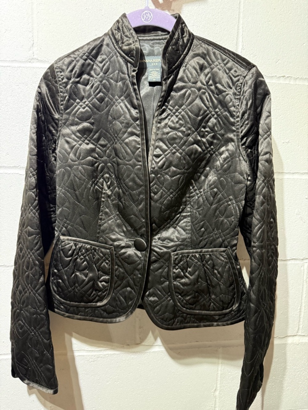 Banana Republic Quilted Black Blazer Jacket